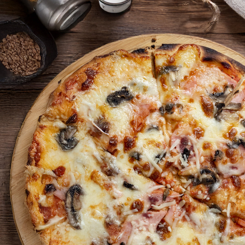 Pizza de jamón y champiñones proteica - ProteinK