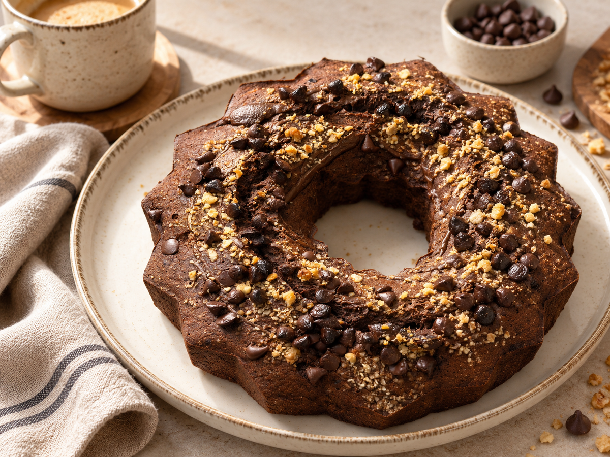 Banana bread de chocolate con crema de cacao proteica ProteinK