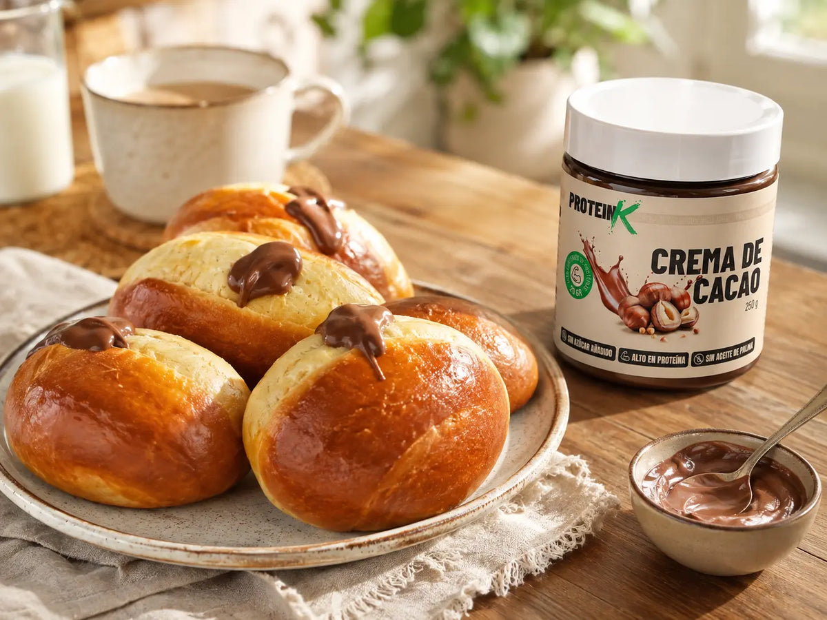 Berlinas al horno rellenas de crema de cacao proteica ProteinK