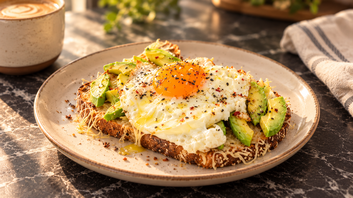 Tostada con costra de queso, aguacate y huevo: la tostada de siempre, pero mucho mejor ProteinK