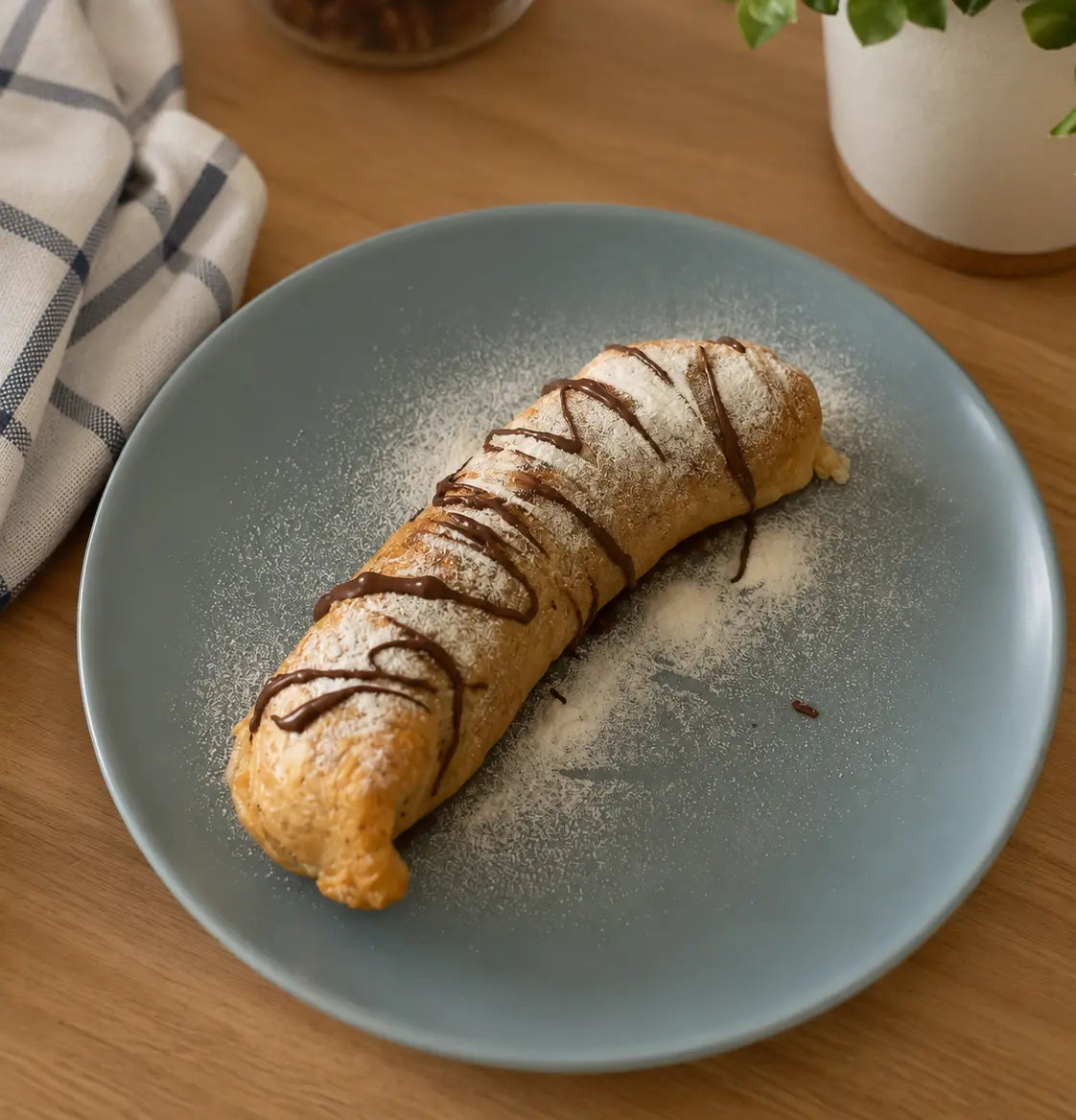 Obleas de arroz con plátano y crema de cacao proteica en air fryer ProteinK