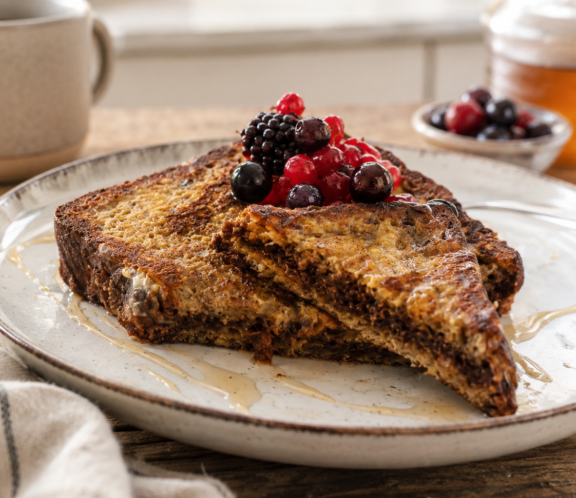 French toast proteico con crema de cacao: el dulce que no te saca de tu rutina