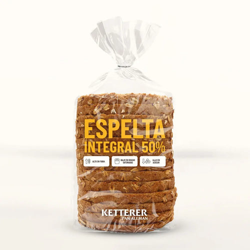 Pan de Espelta Integral 50% - 350g Natural, Rico en Fibra y Digestivo ProteinK