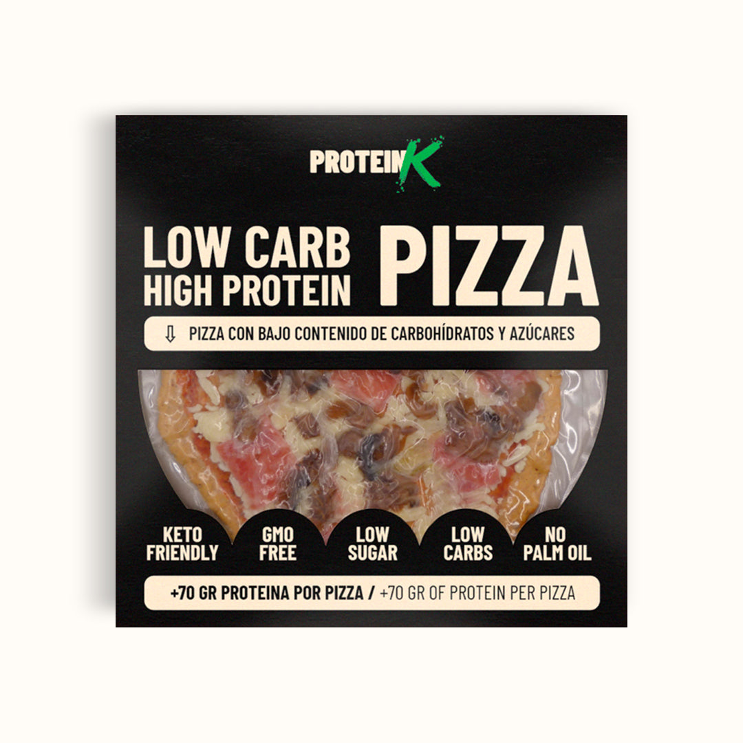 Pizza de jamón y champiñones proteica - ProteinK