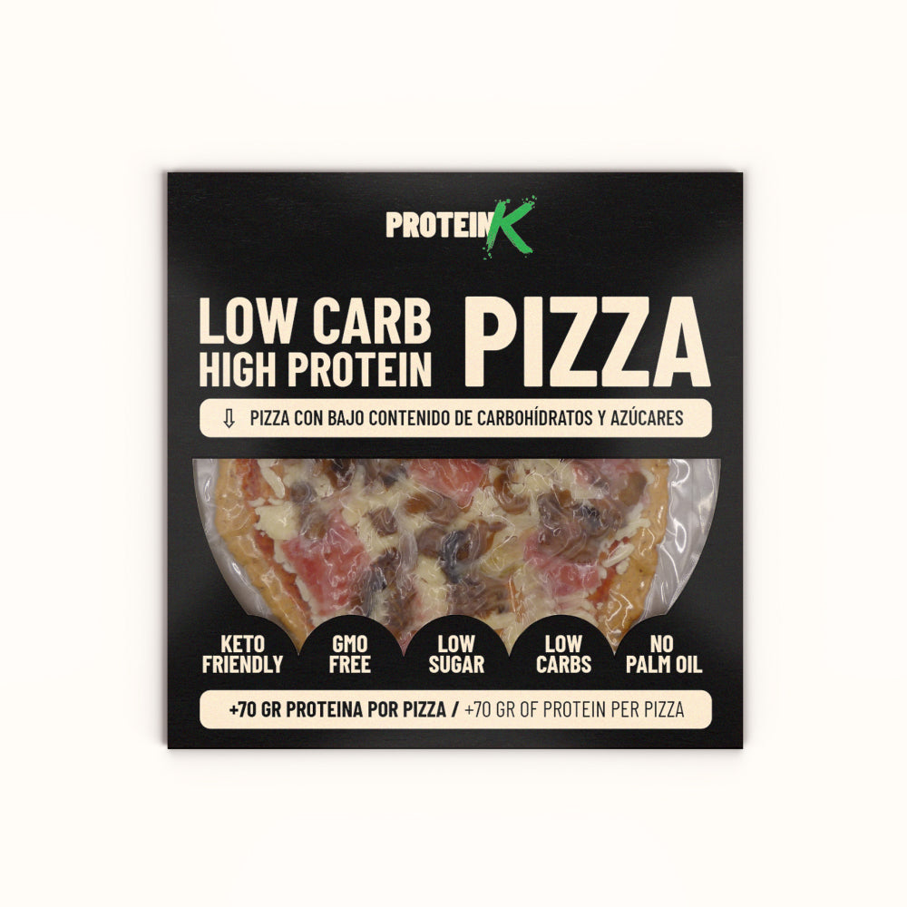 Pizza de jamón y champiñones proteica - ProteinK